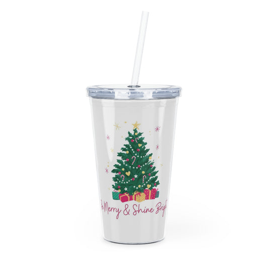Be Merry & Shine Bright Plastic Tumbler with Straw