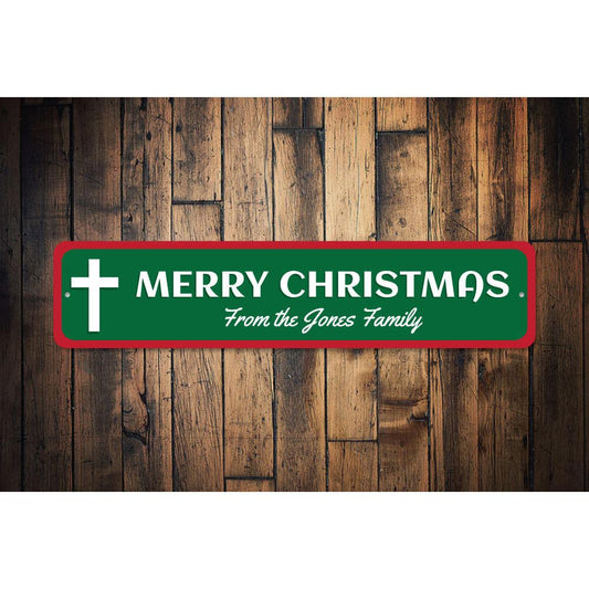 Cross Merry Christmas Sign