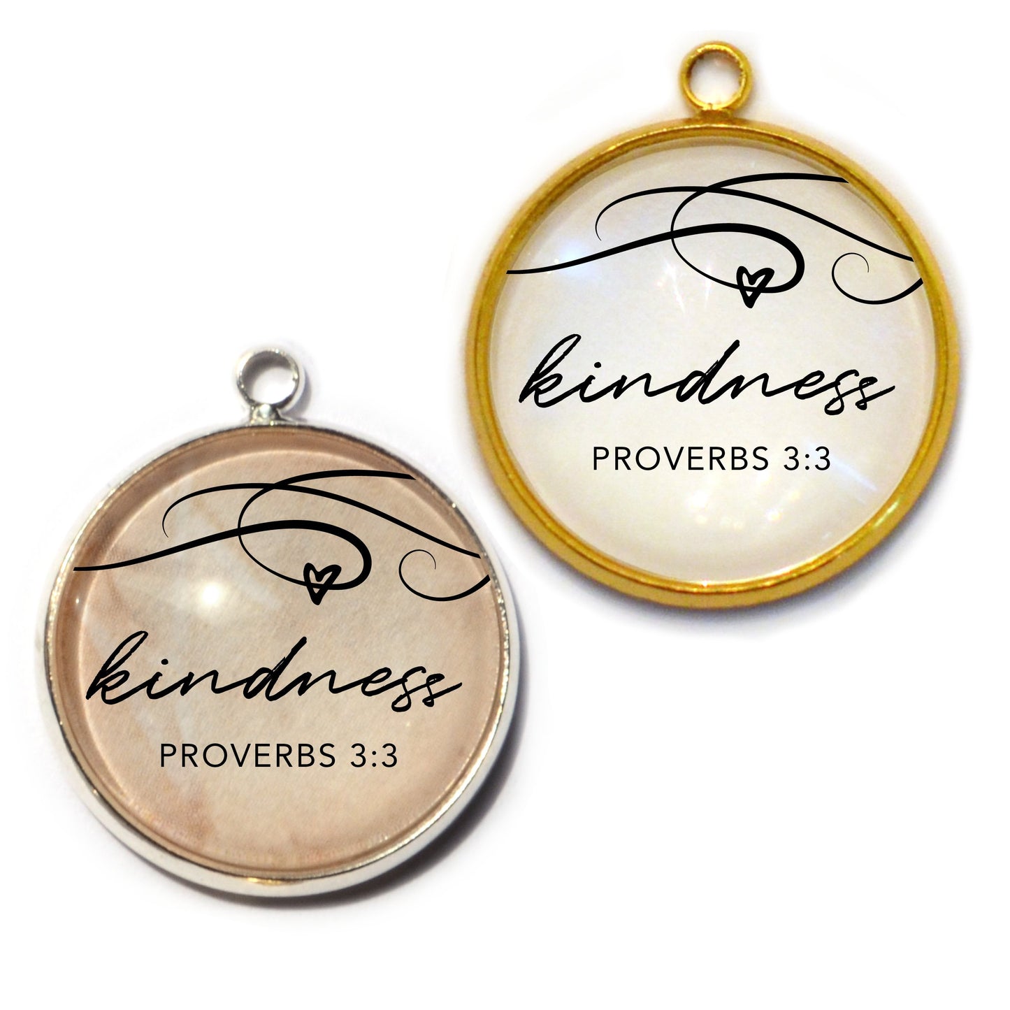"Kindness" Proverbs 3:3 Scripture Charms for Jewelry Making