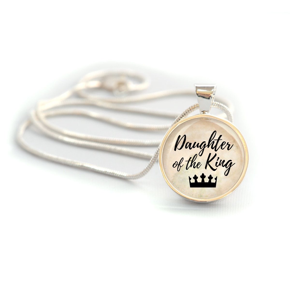 "Daughter of the King" Silver-Plated Pendant Necklace