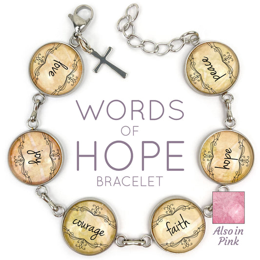 Words of Hope Glass Charm Bracelet