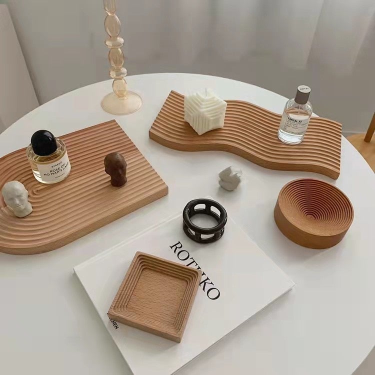 Abstract Wooden Block Serving Trays