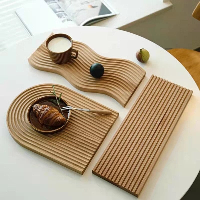 Abstract Wooden Block Serving Trays